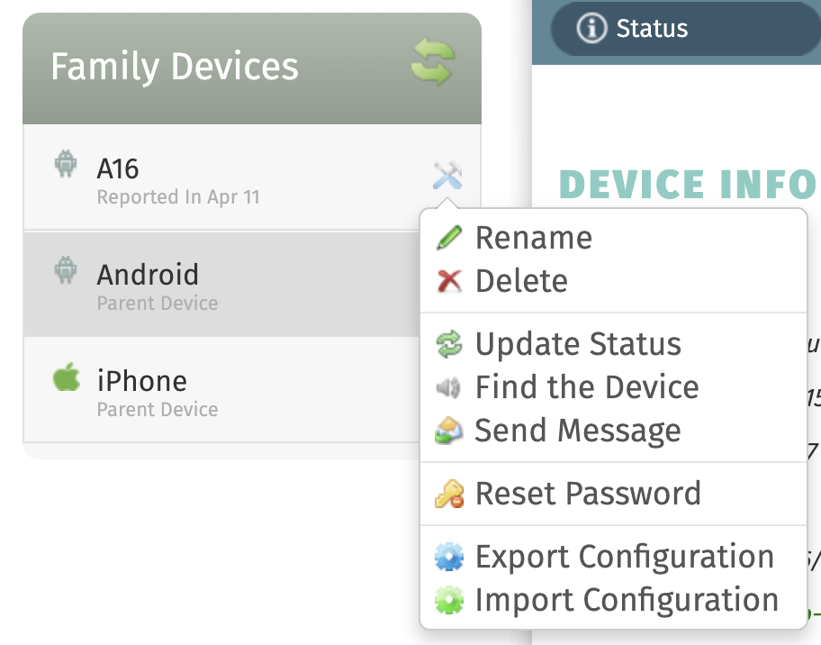 Child mode rename - web dashboard